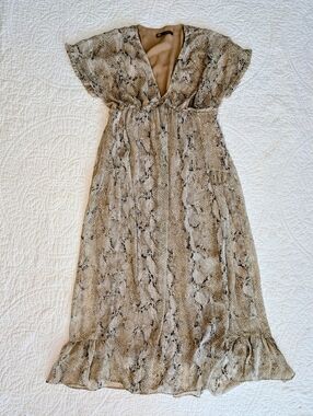 Zara Beige Snake Print Maxi Dress